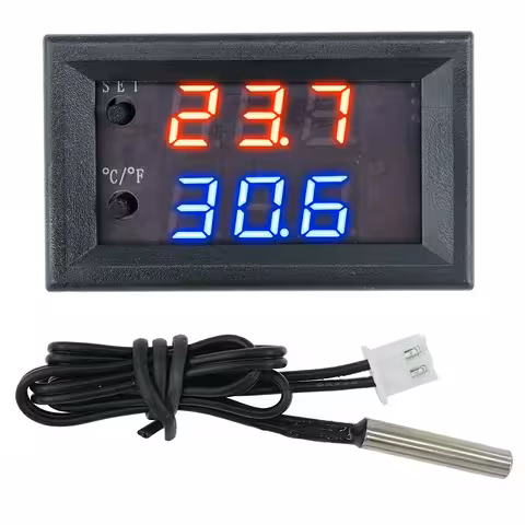 Termostat Cyfrowy z Czujnikiem i Przekaźnikiem 12V – Kontrola Temperatury Inkubatora, Jaj, Wylęgarni, Akwarium
