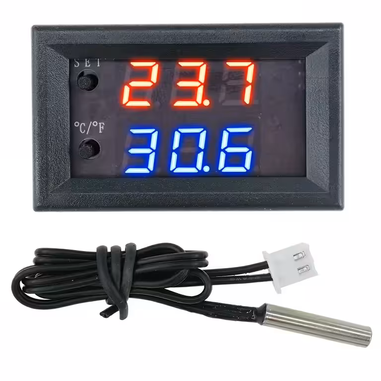Termostat Cyfrowy z Czujnikiem i Przekaźnikiem 12V – Kontrola Temperatury Inkubatora, Jaj, Wylęgarni, Akwarium
