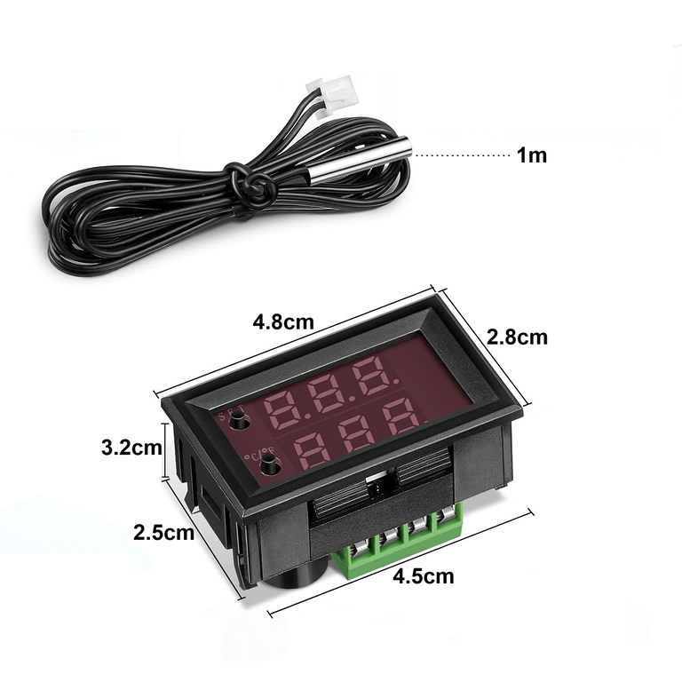 Wymiary cyfrowego termostatu 48x28x32 mm