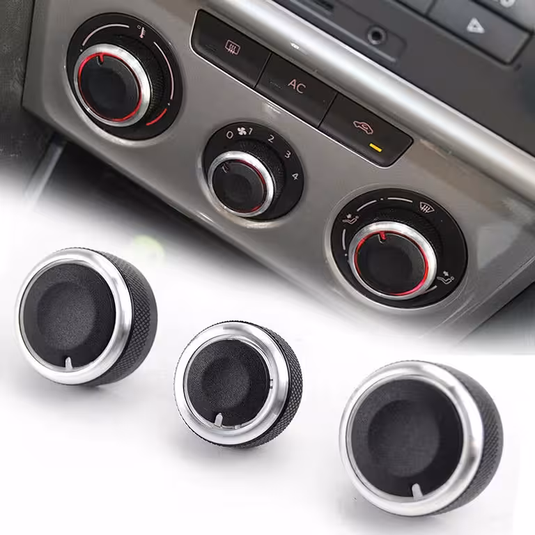 Zestaw 3 Przyciski Klimatyzacji AC Deska VW Golf 5 6 Passat B6 B7 Skoda Octavia 2 – Aluminium