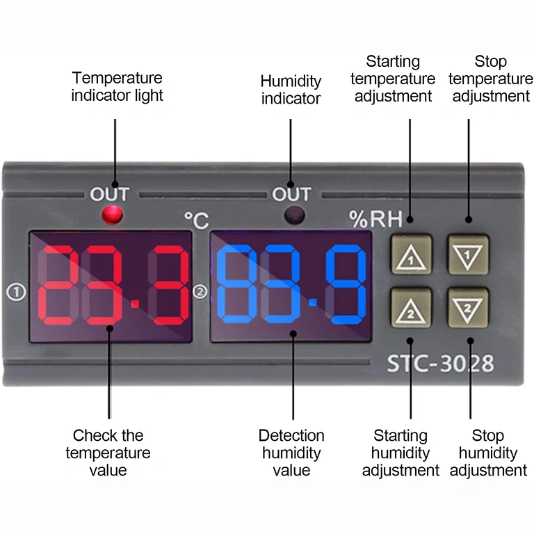 Przyciski do regulacji temperatury i wilgotności
