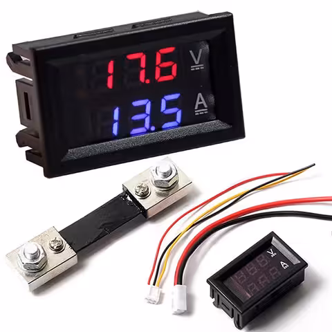 Woltomierz-Amperomierz Cyfrowy 0–100V 100A z Wbudowanym Szuntem – Wyświetlacz LED Panel Prąd Stały Auto