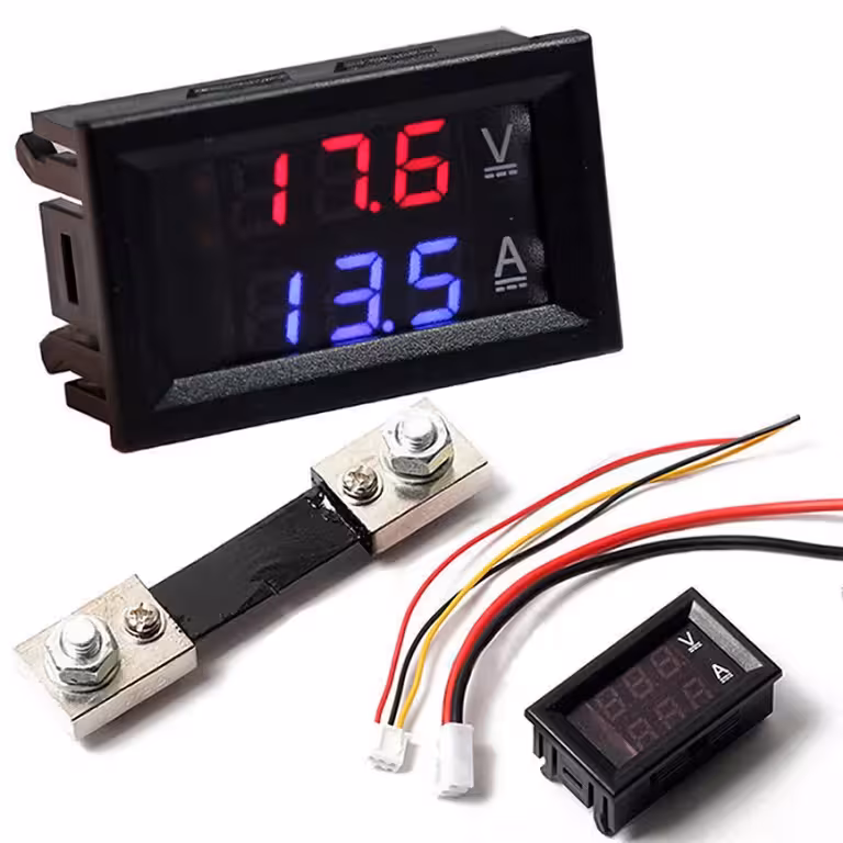 Woltomierz-Amperomierz Cyfrowy 0–100V 100A z Wbudowanym Szuntem – Wyświetlacz LED Panel Prąd Stały Auto
