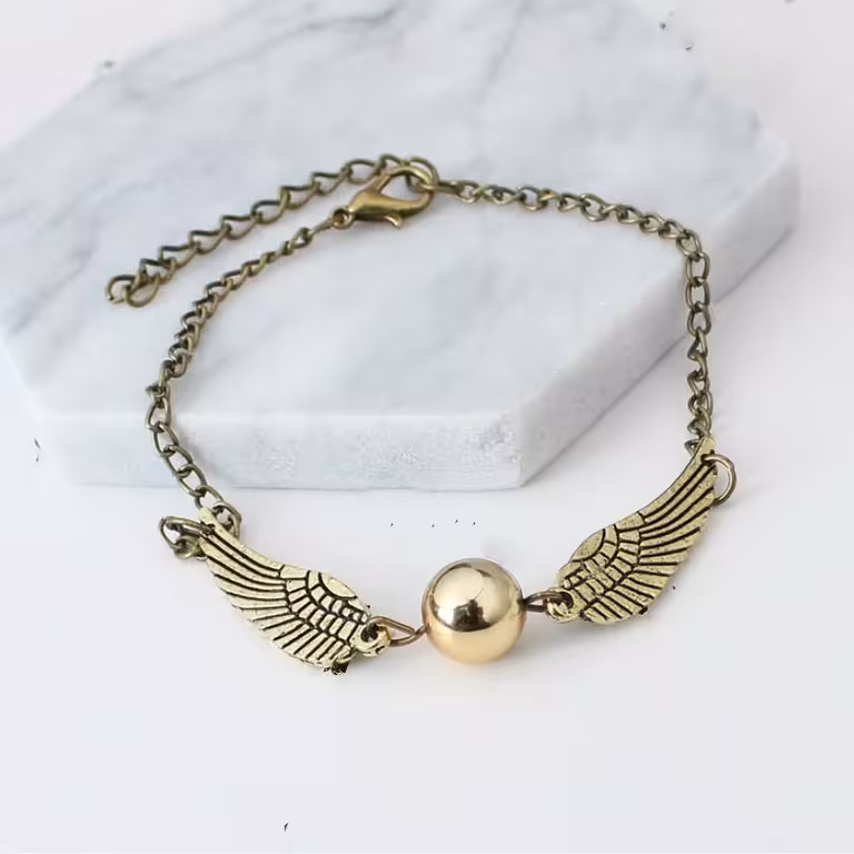 Bransoletka Harry Potter Golden Snitch & Deathly Hallows – Złota / Srebrna Kula, magiczny prezent dla fanów