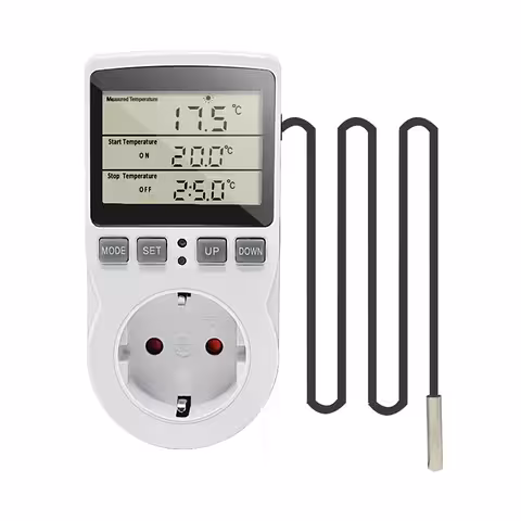 Gniazdko z Programowalnym Termostatem i Czujnikiem Temperatury do Grzejnika Elektrycznego i Ogrzewaczy, z Funkcją Timera