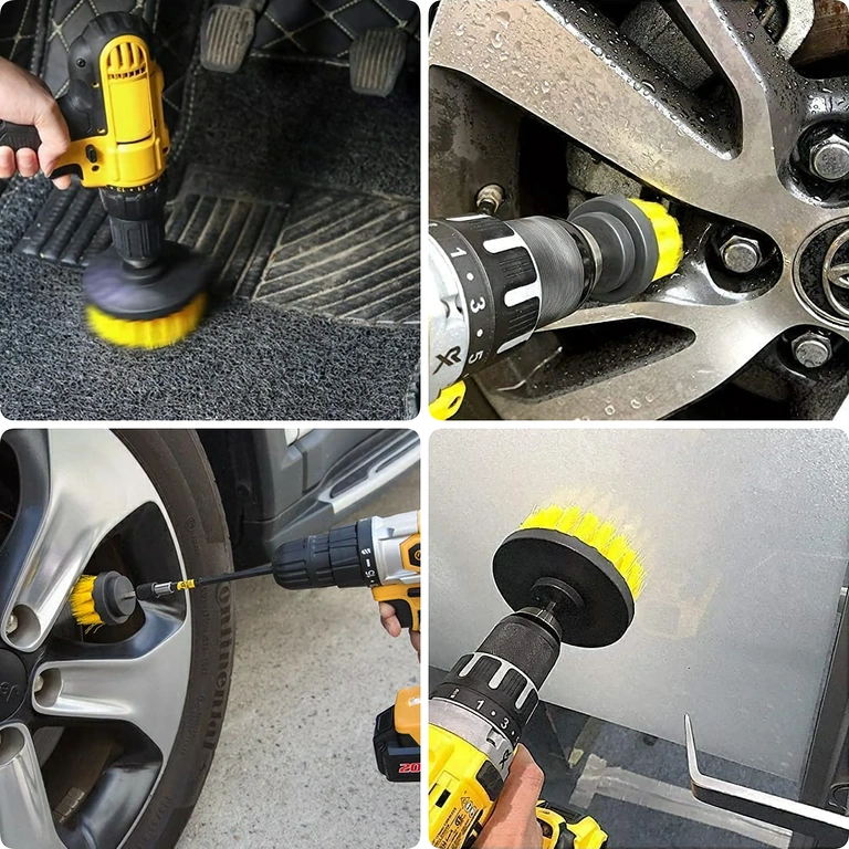 Zestaw szczotek do mycia kół, dekli i trudno dostępnych zakamarków