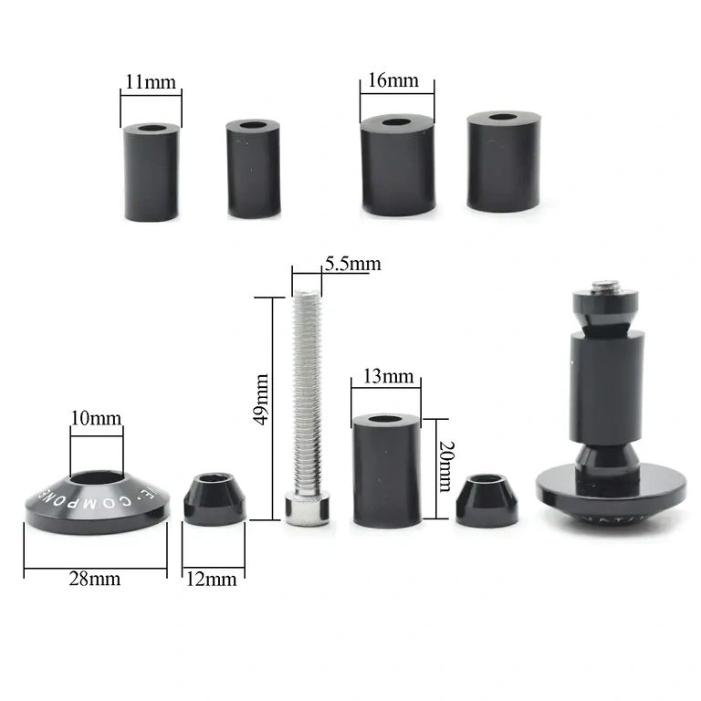 Końcówki kierownicy z 3 rozmiarami gumek dla precyzyjnego montażu