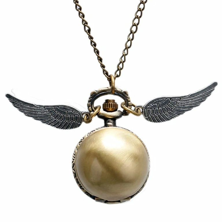 Otwarty zegarek wisiorek z widocznymi cyframi – model Harry Potter Golden Snitch