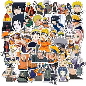 Naklejki Anime Naruto Shippuden – Zestaw 50 Trwałych Naklejek PVC do Laptopa, Roweru, Deskorolki i Konsol