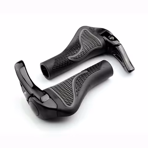 Ergonomiczne Chwyty Kierownicy MTB Czarne z Rogami Lock-On do Roweru i Hulajnogi Elektrycznej