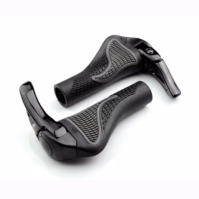 Ergonomiczne Chwyty Kierownicy MTB Czarne z Rogami Lock-On do Roweru i Hulajnogi Elektrycznej