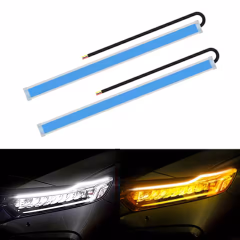 Światła Dziennie DRL Taśma LED z Dynamicznym Kierunkowskazem LED FLOW – Zestaw 2 Elastycznych Taśm 60cm, Odporne IP65
