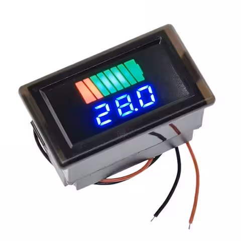 Wskaźnik Stanu Baterii 12V 24V 48V 60V 72V – Voltomierz LED do Samochodu, Moto, Roweru, Hulajnogi