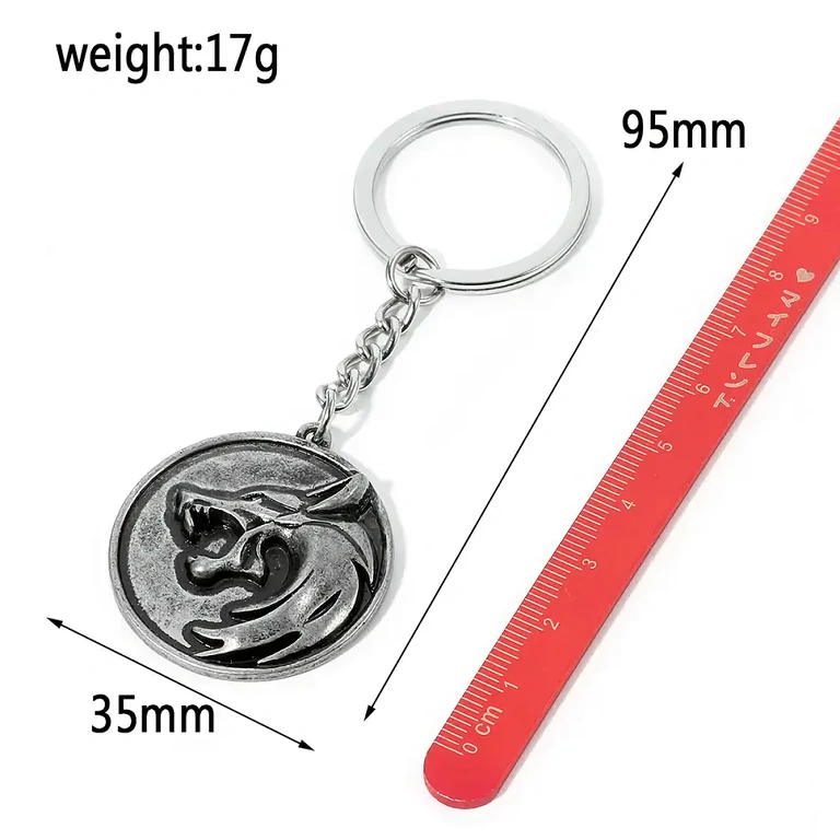 Męskie akcesoria z designem wilka Wiedźmin, srebrny postarzanego metalu