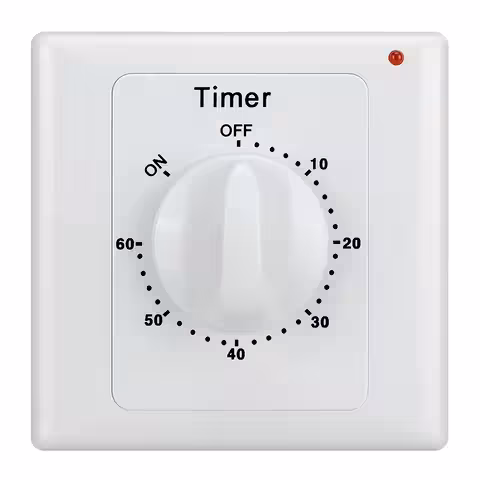 Przełącznik Elektryczny z Timerem 1–60 minut – Mechaniczny Timer do Wentylatora, Lampy, Łazienki, Urządzeń Elektrycznych