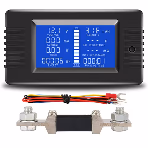 Licznik Słoneczny DC 0–200V 100A/300A – Voltomierz Amperomierz Panel Fotowoltaiczny z Wyświetlaczem LCD