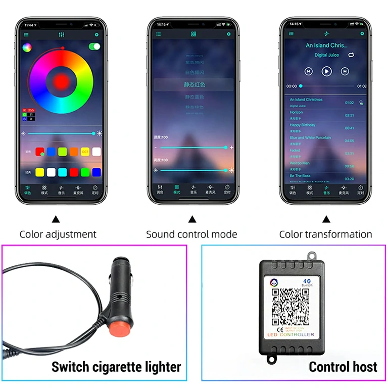 Elastyczna taśma LED RGB do wnętrza auta