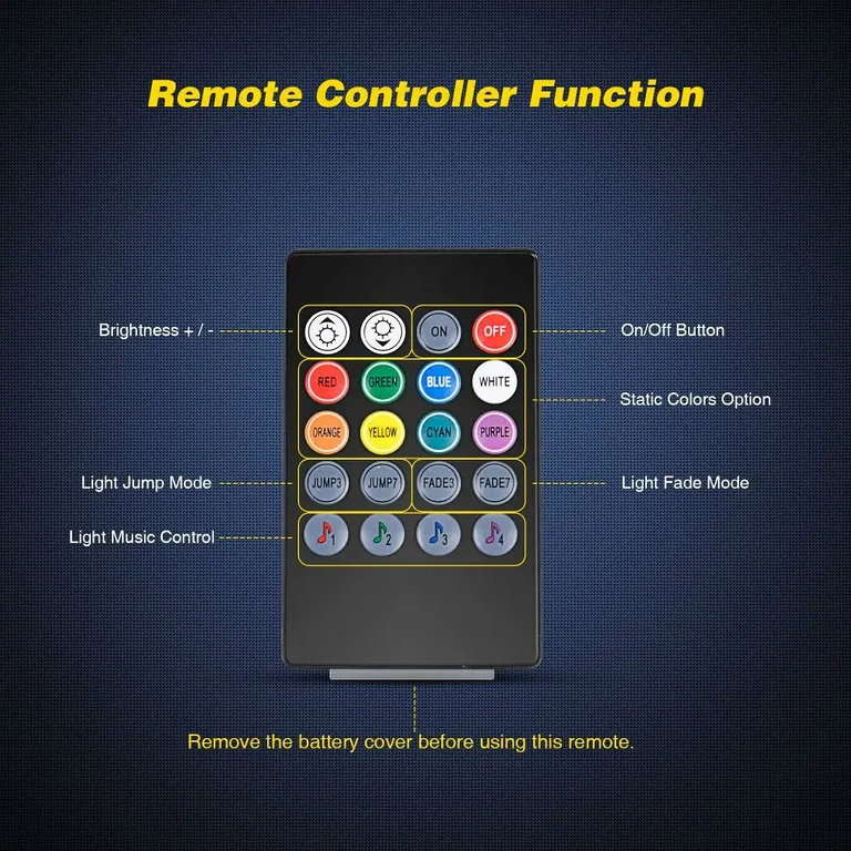 Zestaw oświetlenia wnętrza auta z pilotem i wieloma kolorami