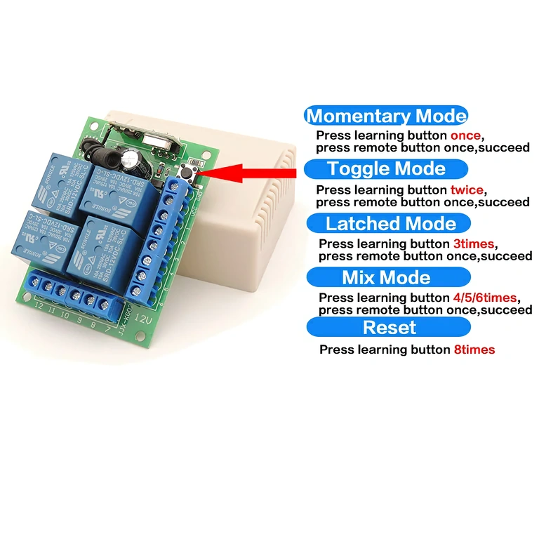 Moduł przekaźnika 12V z pilotem do automatyki przemysłowej i rolniczej