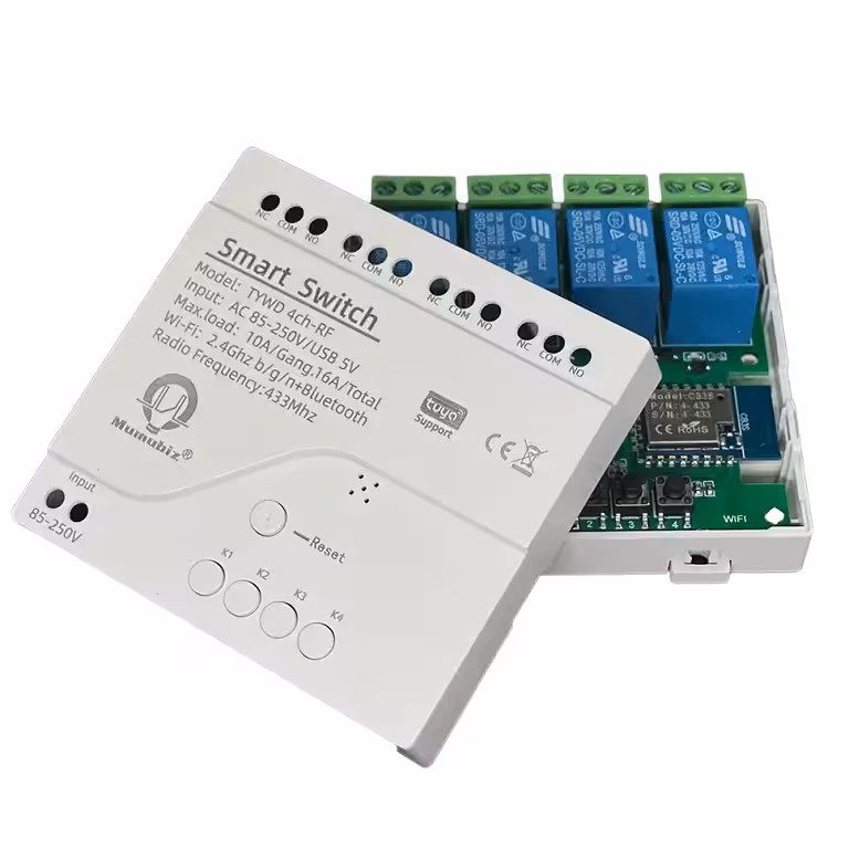 Inteligentne Przekaźniki WiFi 4 Kanały – Smart Switch Tuya 220V z Zdalnym Sterowaniem