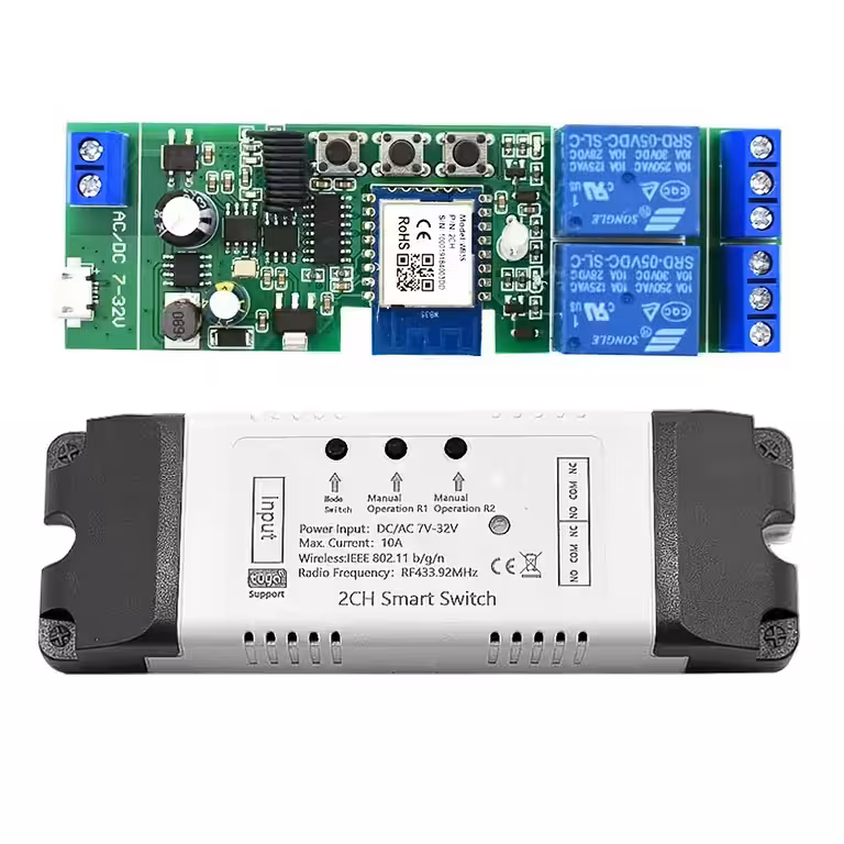 Moduł Inteligentnego Przekaźnika WiFi 2 Kanały 5V–24V – Kompatybilny Tuya Smart Life