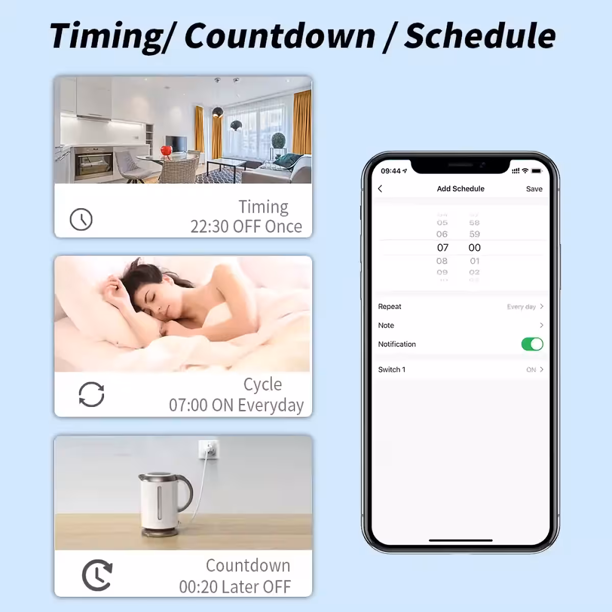 Inteligentne gniazdko z funkcją programowania do automatycznej kontroli