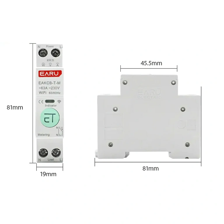Widok boczny licznika z ochroną zacisków przyłączeniowych