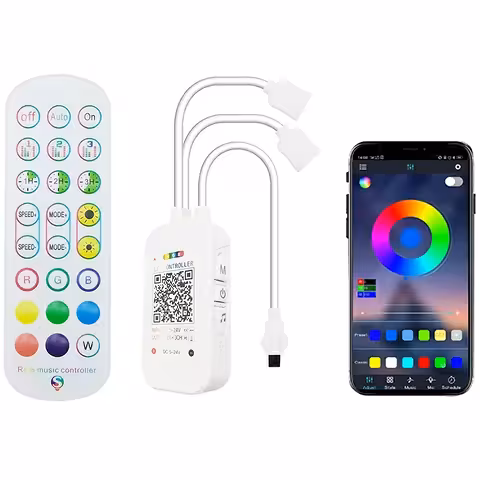 Kontroler Taśmy LED RGB Smart WiFi Tuya z Pilotem, Ściemniaczem i Sterowaniem Muzycznym