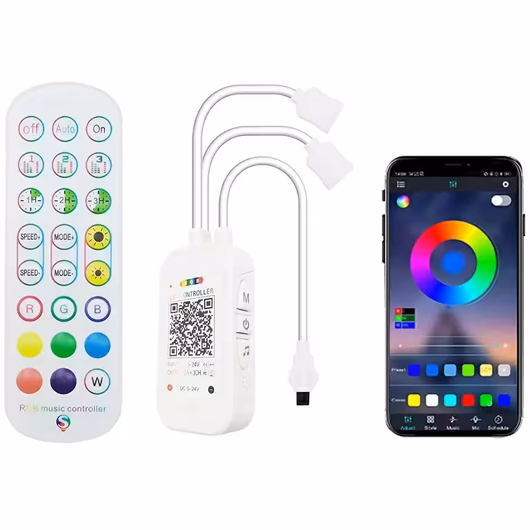 Kontroler Taśmy LED RGB Smart WiFi Tuya z Pilotem, Ściemniaczem i Sterowaniem Muzycznym