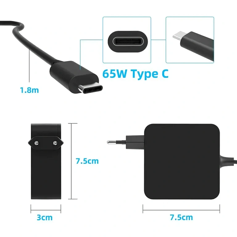 Ładowarka USB-C kompatybilna z Dell, Lenovo Ładowarka USB-C do laptopów Dell, Lenovo, Asus, HP