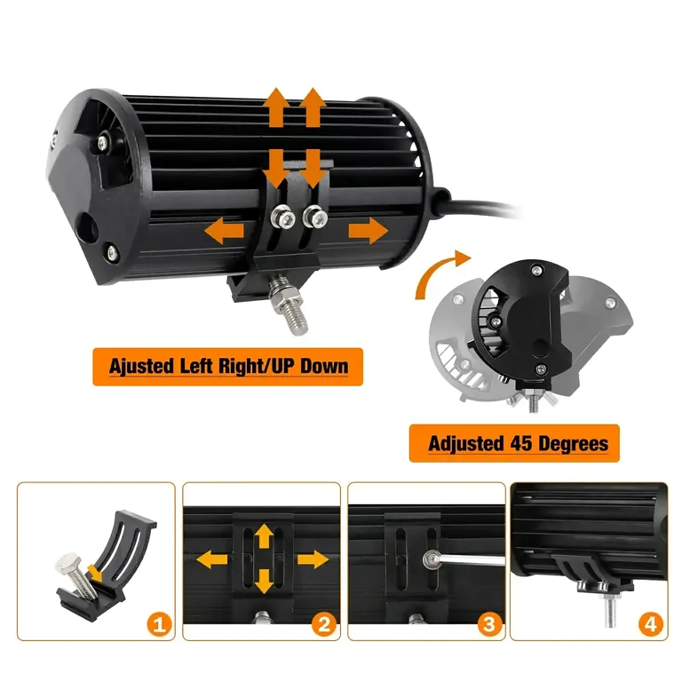 Zestaw dwóch LED BAR z solidnym mocowaniem, przeznaczony do pojazdów off‑road