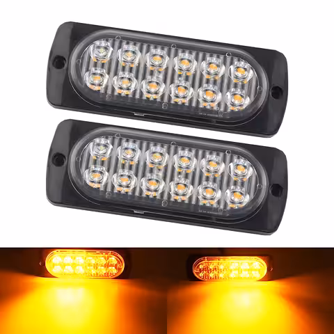 Stroboskopy Samochodowe Żółte LED 12V–24V – Profesjonalne Błyski do Atrapy, Zderzaka Przedniego, Ciężarówki, ATV, Samochodu