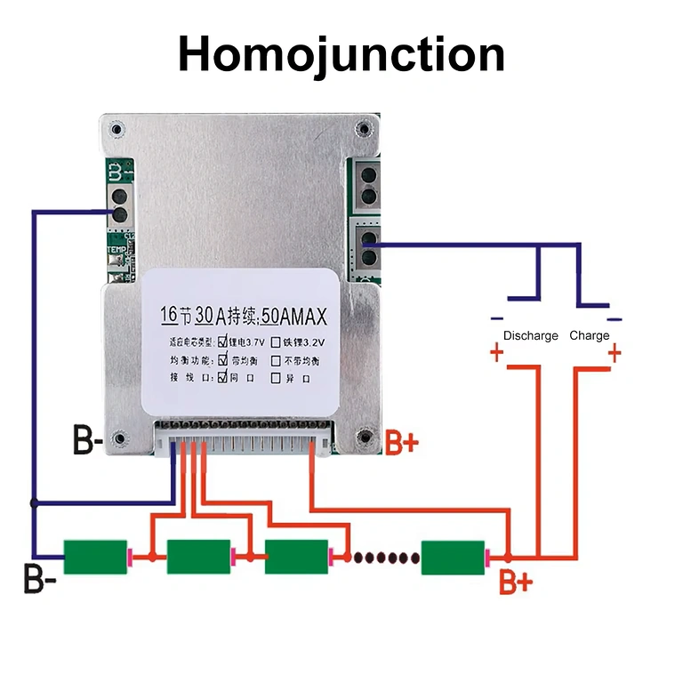 Schemat podłączenia BMS 16S 60V 40A