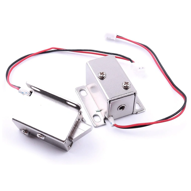 Dwa elektromagnetyczne zamki 12V przedstawione z przodu