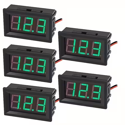 Zestaw 5 Cyfrowych Woltomierzy Panelowych 5V–120V DC
