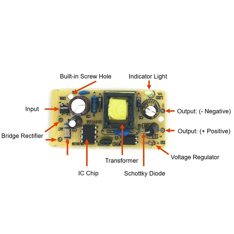 Informacje techniczne z etykiety adaptera zasilania 5V