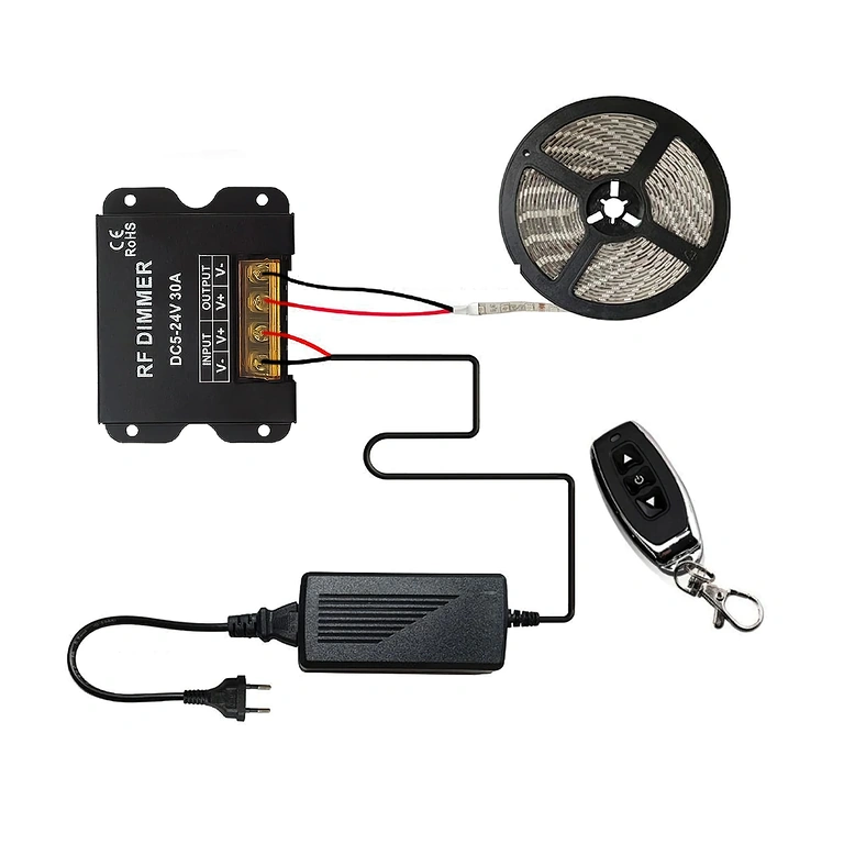 Schemat połączeń dla dimmera taśmy LED DC 5V 12V 24V 30A