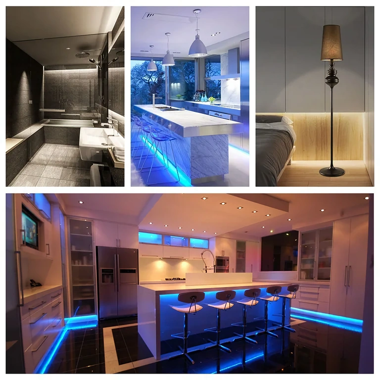 Zdjęcie włączonej taśmy LED monochromatycznej 5V 12V 24V sterowanej dimmerem 30A