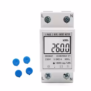 Jednofazowy licznik energii elektrycznej z wyświetlaczem cyfrowym do monitorowania zużycia, montaż na szynie DIN