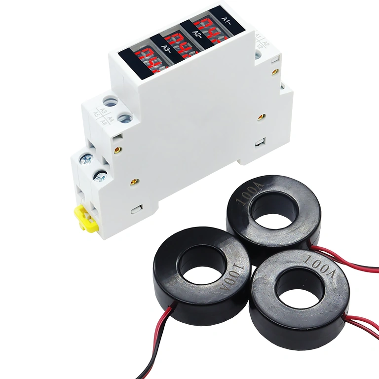 Dokładny pomiar prądu 1-100A za pomocą cyfrowego amperomierza trójfazowego.