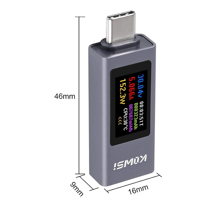 Kąt boczny KWS-2302C USB C Tester KWS-2302C widok boczny