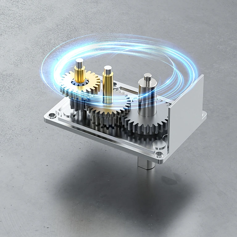 Zdjęcie silnika z przekładnią ślimakową zamontowanego w aktuatorze lub systemie automatyki