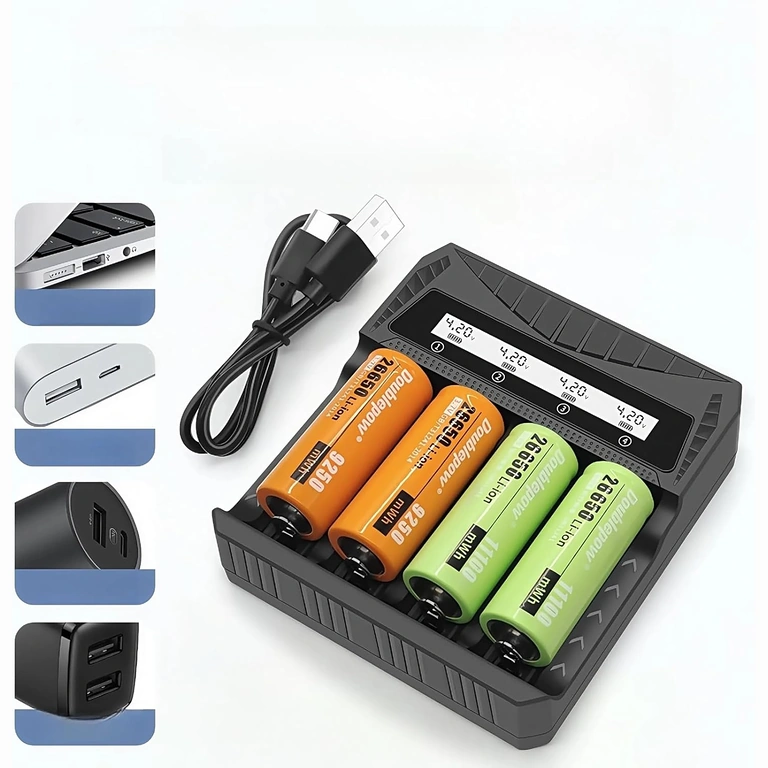 Ładowarka uniwersalna z zamontowanymi akumulatorami Li-ion