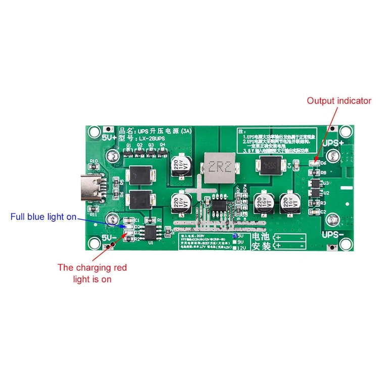 Dioda LED dwukolorowa czerwona/zielona do stanu baterii i ładowania w module UPS Mini