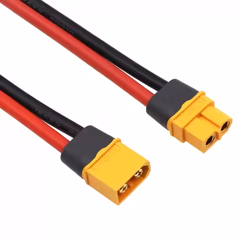 Złącze XT60 żeńskie + męskie z grubym przewodem 12AWG 30 cm – wtyk XT60H do akumulatorów o dużej pojemności