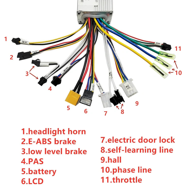 Kontroler 1000W kable i połączenia Kable i połączenia kontrolera TF100 do hulajnogi elektrycznej 1000W